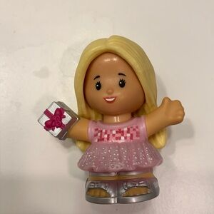 Fisher Price Little People Barbie Birthday Pink and Silver Doll with Gift